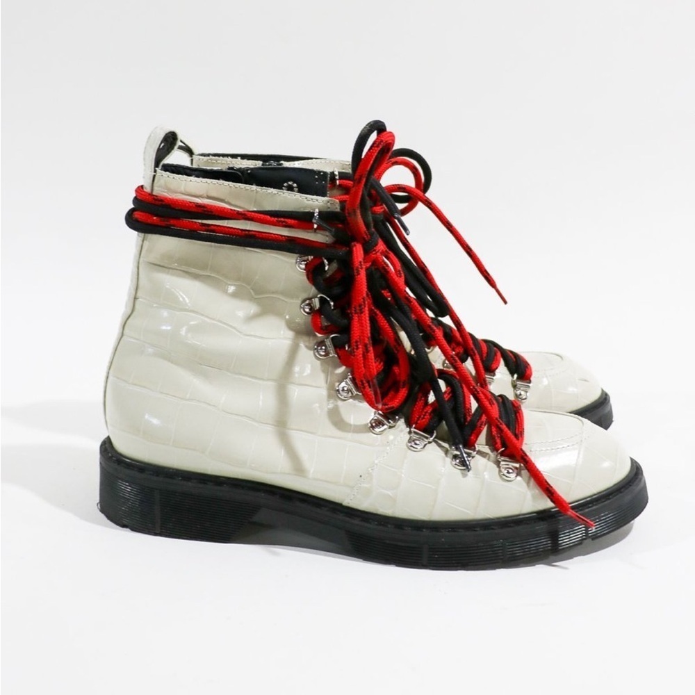 Authentic Polly Plume Heidi Kokko Boots Embossed Combat Boots NEW! - Picture 4 of 7